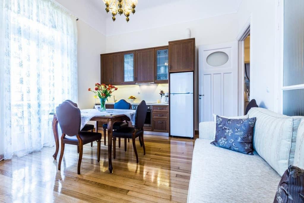 Kuchyň nebo kuchyňský kout v ubytování Neoclassical apartment with 3 bedrooms in Piraeus