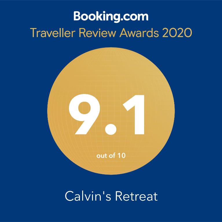 Certifikát, hodnocení, plakát nebo jiný dokument vystavený v ubytování Calvin's Retreat