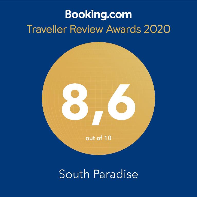 Certifikát, hodnocení, plakát nebo jiný dokument vystavený v ubytování South Paradise
