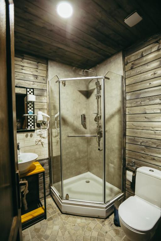 Koupelna v ubytování Wooden Hotel Kazbegi