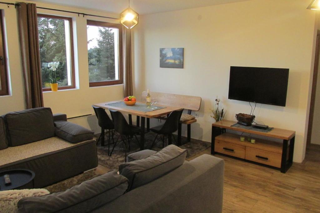 科帕奧尼克的住宿－JOPA Suncani breg，客厅配有沙发和带电视的桌子