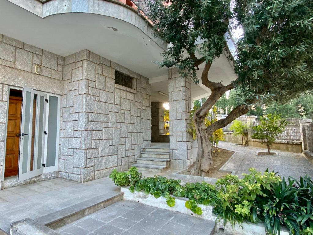 a stone house with a tree in front of it at Chalet Port de Roses in Roses