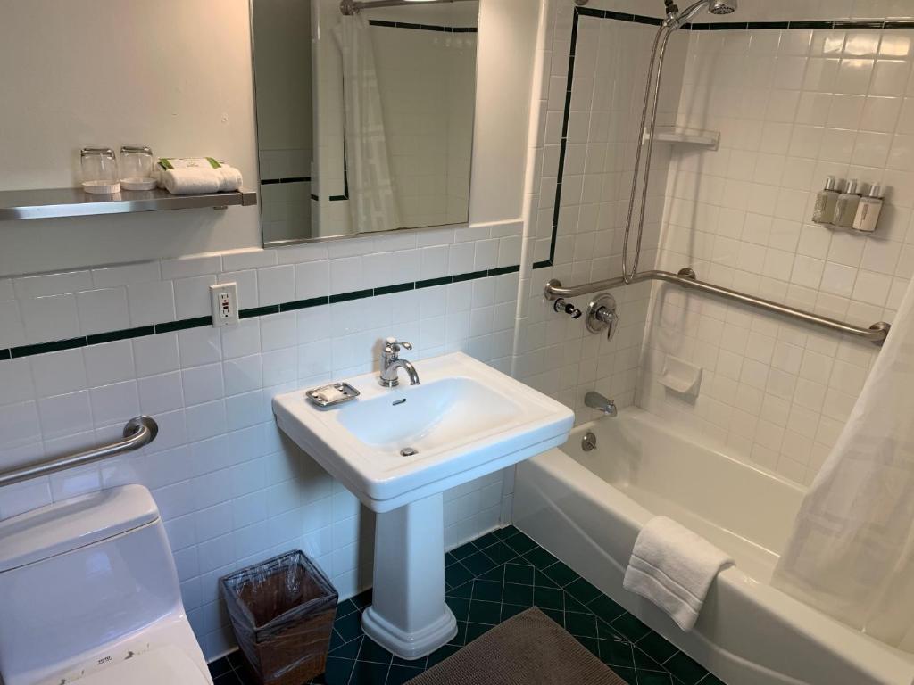 a bathroom with a sink and a bath tub at Parker Guest House in San Francisco