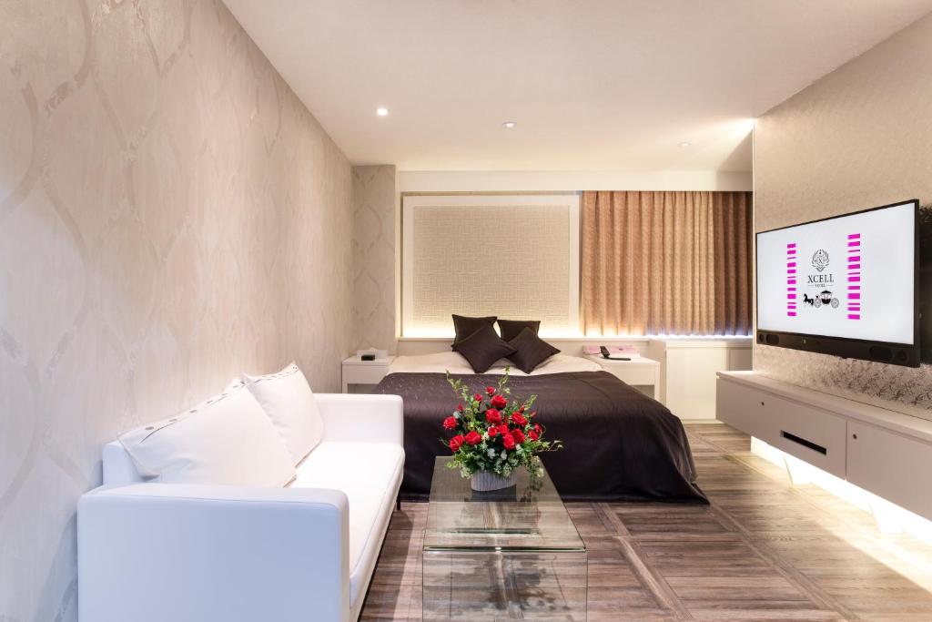 TV a/nebo společenská místnost v ubytování HOTEL xcell
