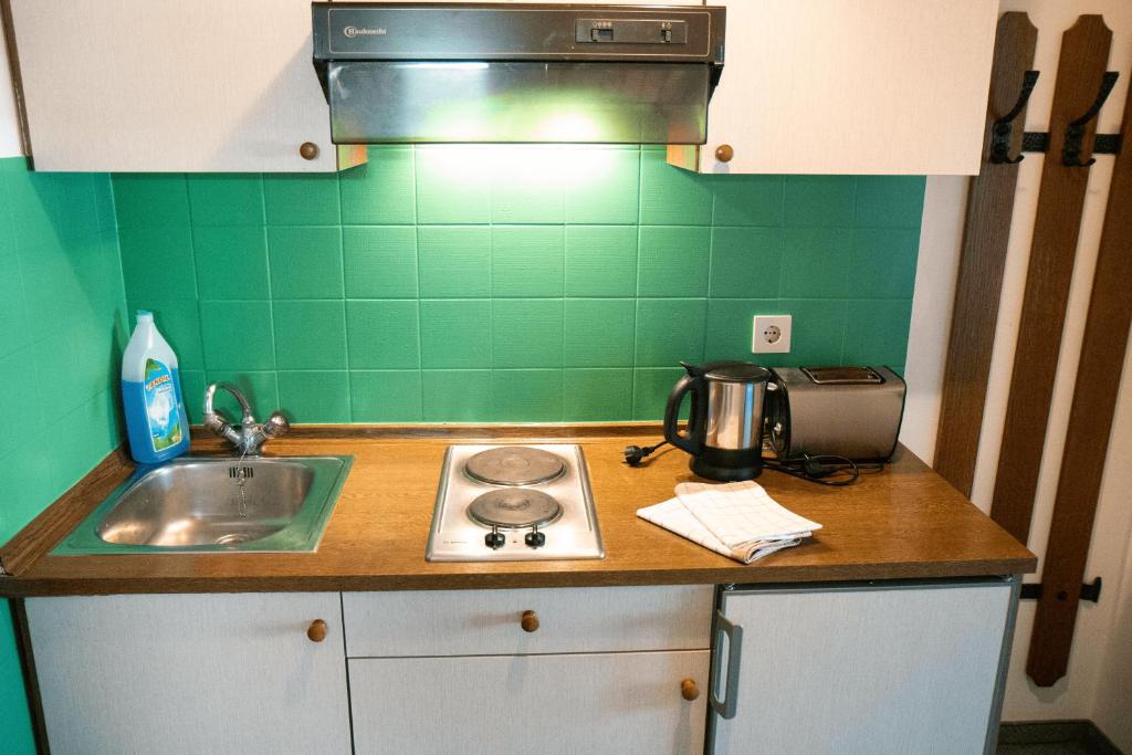 Kuchyň nebo kuchyňský kout v ubytování Appartementhaus Huber