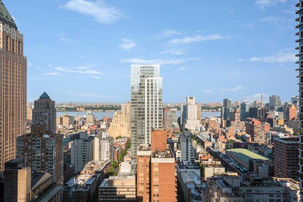 an aerial view of a city with buildings at M Social Hotel Times Square New York in New York