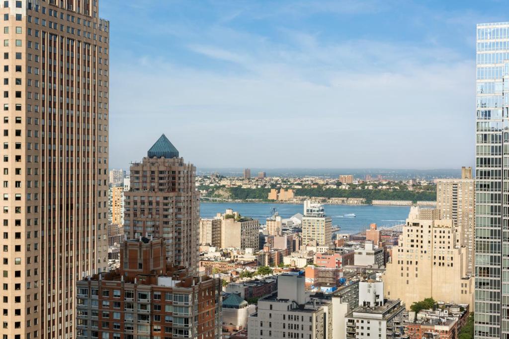 an aerial view of a city with tall buildings at M Social Hotel Times Square New York in New York