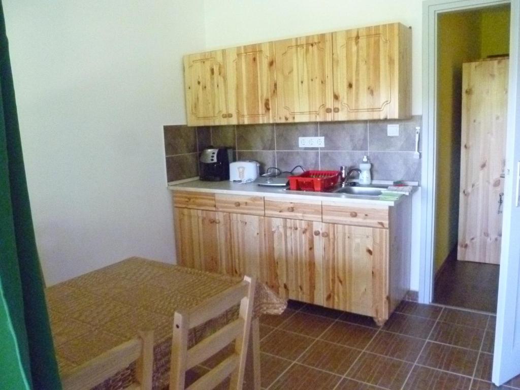 Kuchyň nebo kuchyňský kout v ubytování Kisrejtek Apartmanház