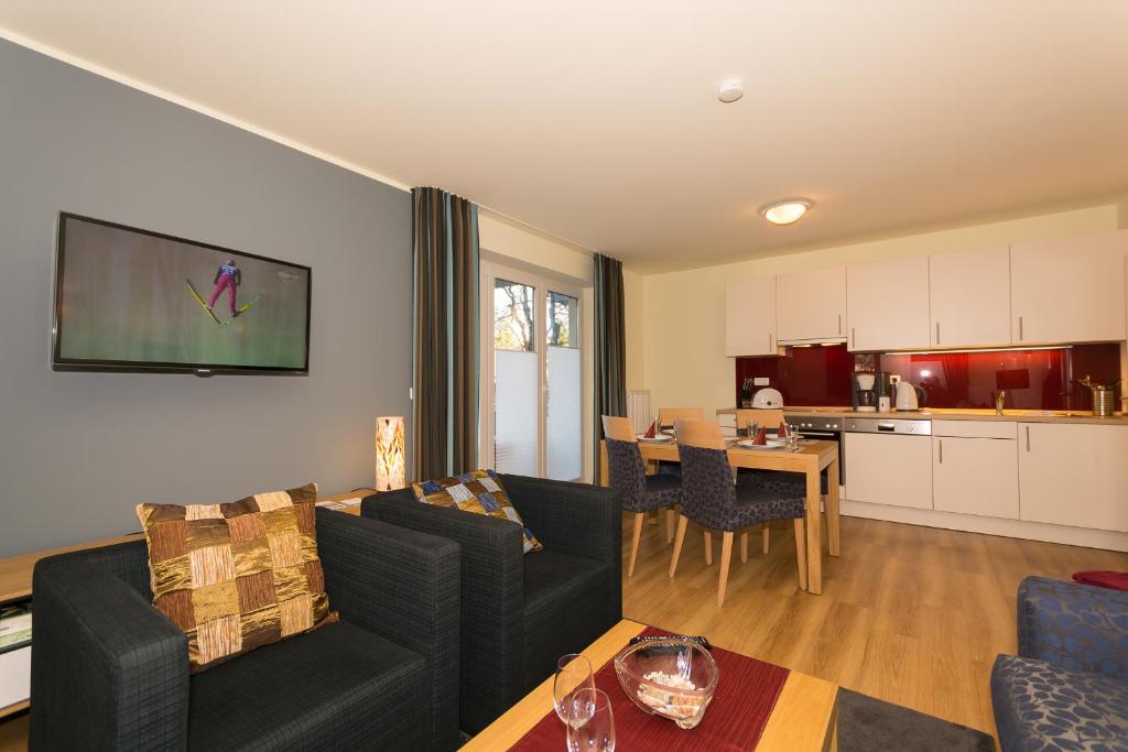 Kuchyň nebo kuchyňský kout v ubytování Apartmenthaus Kleiner Falke