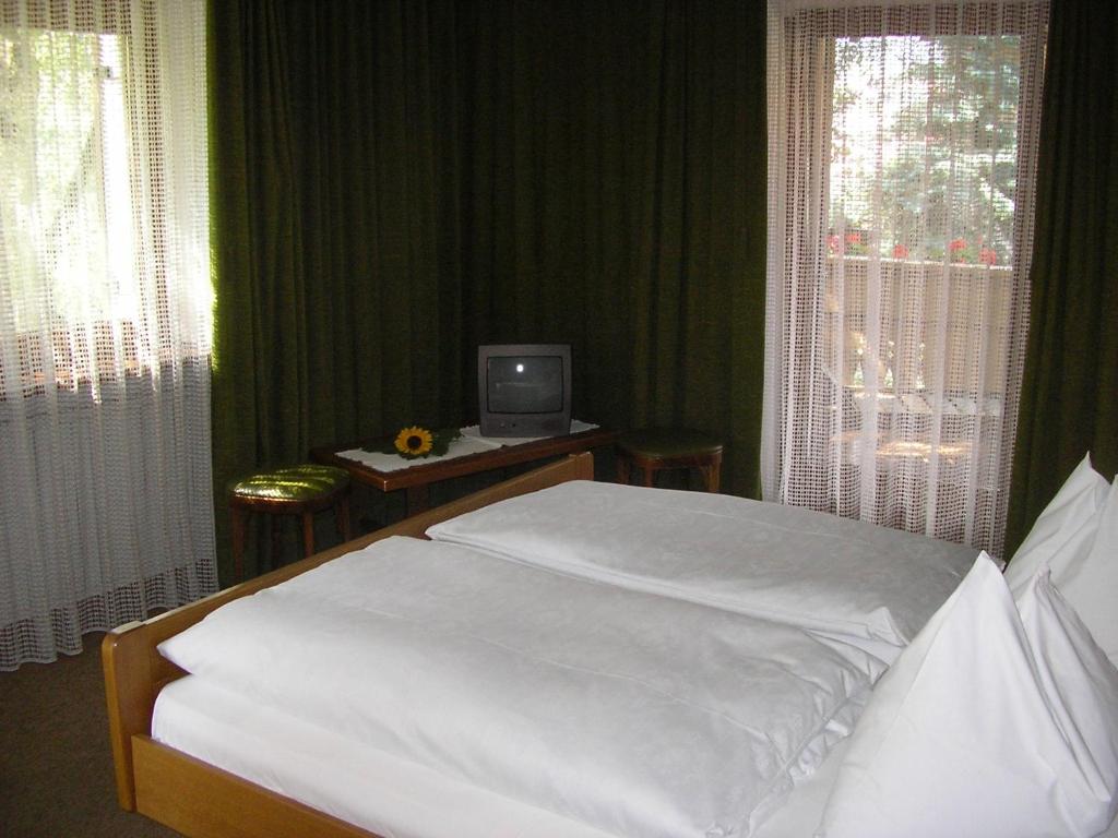 Postel nebo postele na pokoji v ubytování Burgblick