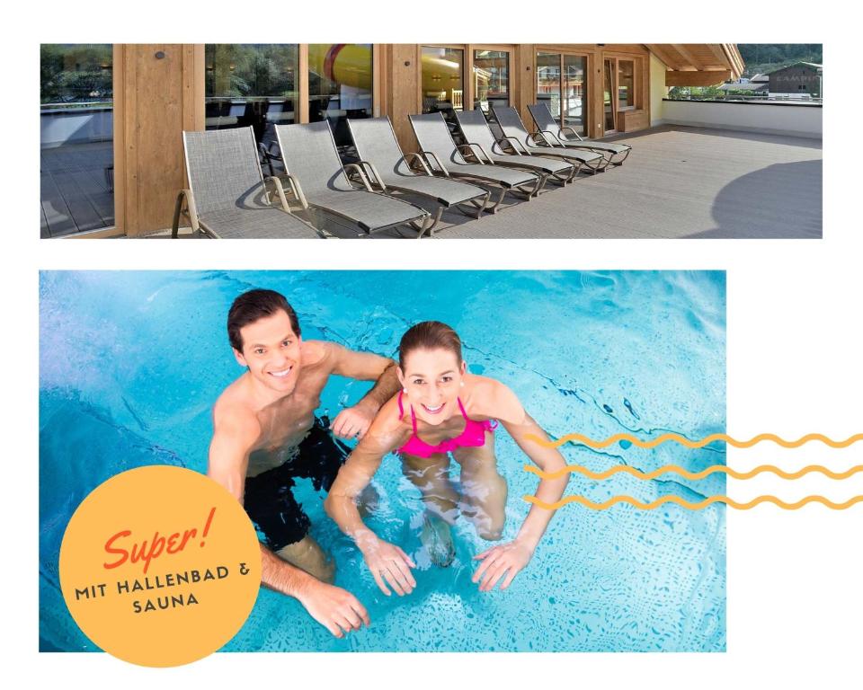 Bazén v ubytování Mountainview Lodge - Chalet im Zillertal direkt am 5 Sterne Campingplatz Aufenfeld mit Hallenbad und Sauna nebo v jeho okolí