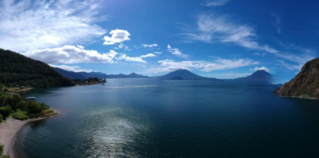 an aerial view of a large body of water at Sky View Atitlán Lake Suites - Free Breakfast Supplies in Panajachel