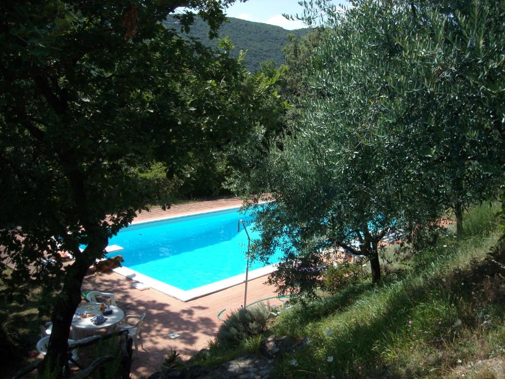 una piscina in un cortile alberato di Boschettoresidence a Perugia