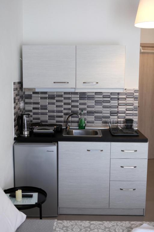Kuchyň nebo kuchyňský kout v ubytování Bebas Apartments Nea Karvali