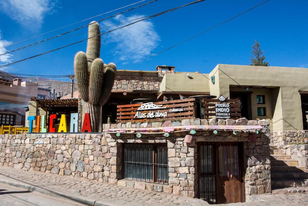 een gebouw met een cactus erop bij Alas del Alma in Tilcara