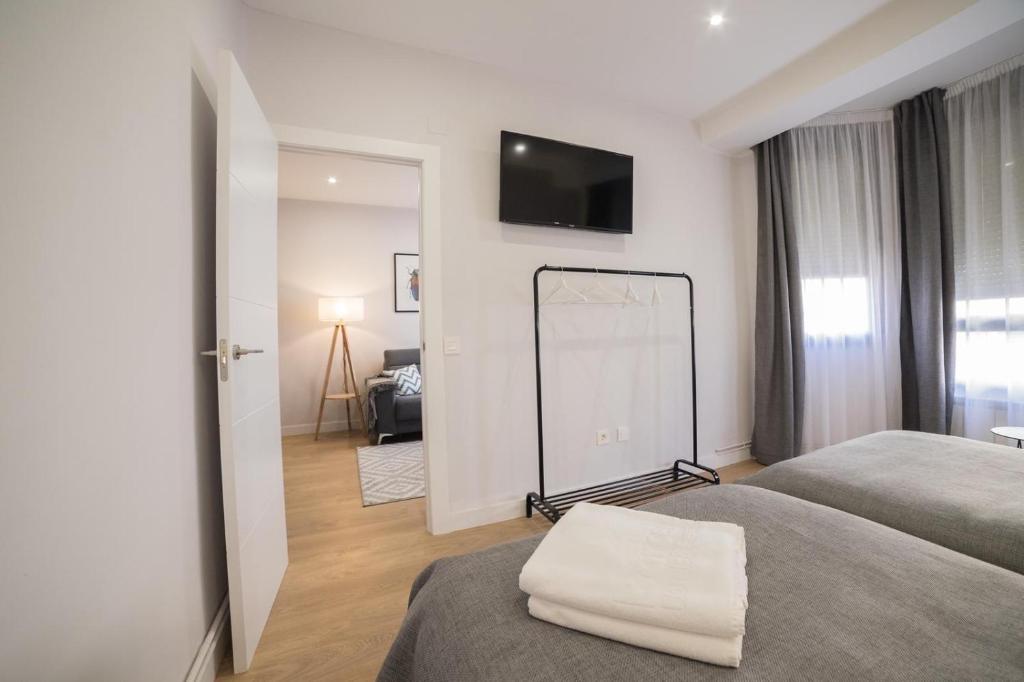 Postel nebo postele na pokoji v ubytování Apartamento céntrico Logroño Confort con Aire Acondicionado