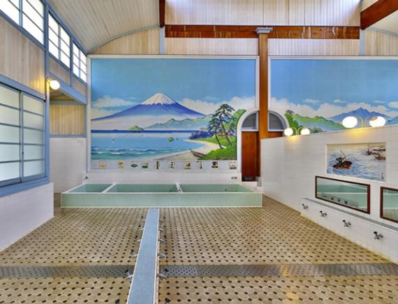 a bathroom with a large painting on the wall at Tokyo inn Sakura An in Tokyo