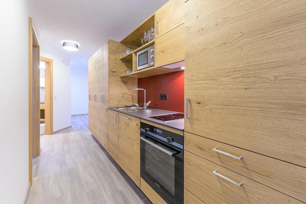 Kuchyň nebo kuchyňský kout v ubytování Residenz Schiestl