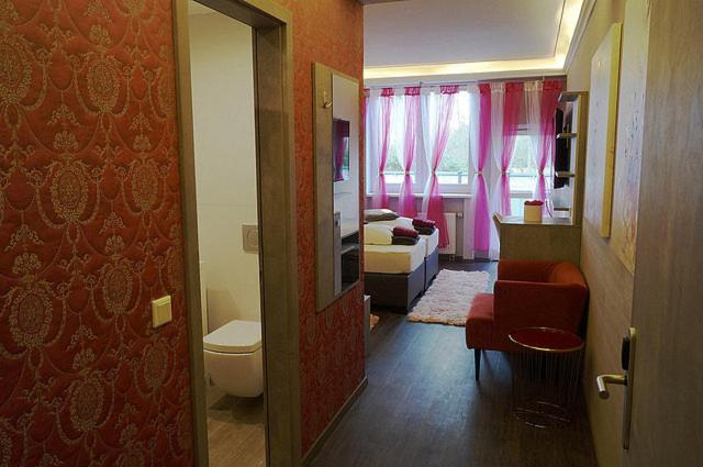 Koupelna v ubytování Hotel Diamond