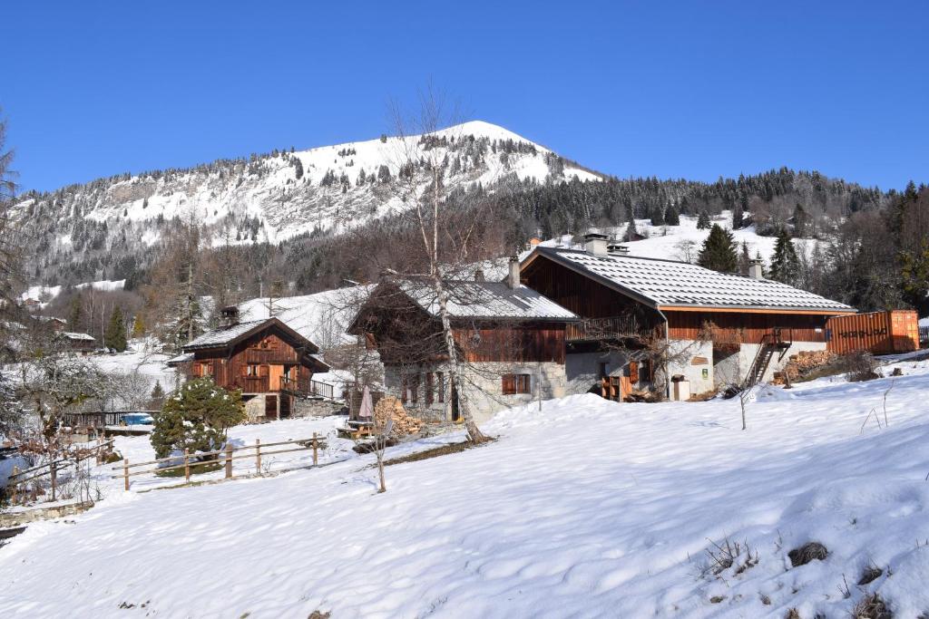 a ski lodge in the snow in front of a mountain at Le Hameau de Chantemerle in Samoëns