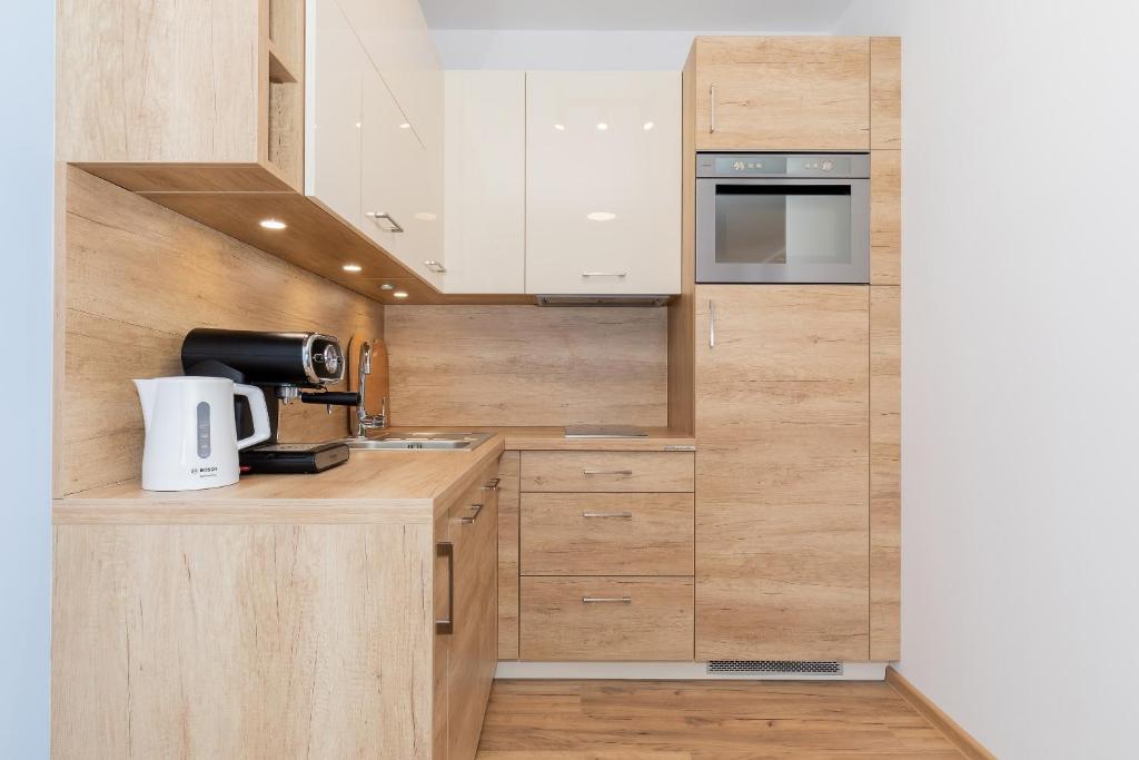 Kuchyňa alebo kuchynka v ubytovaní Jantar Apartamenty Exclusive Polanki Park SPA