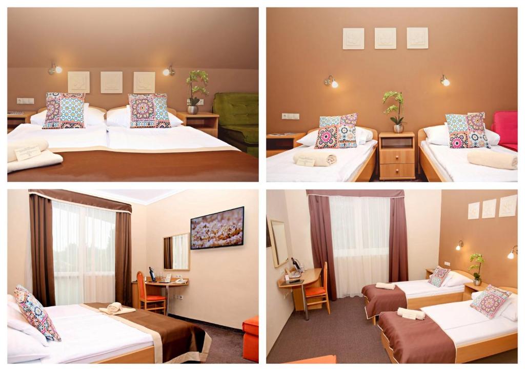 Кровать или кровати в номере ALFA Hotel & Wellness Miskolctapolca