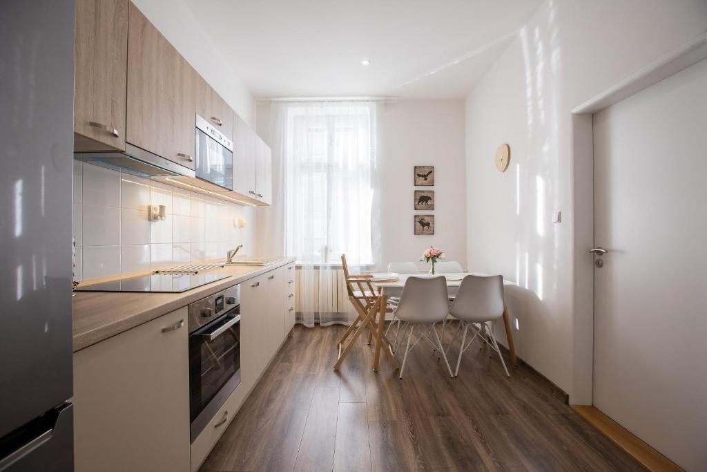 Kuchyň nebo kuchyňský kout v ubytování FAMILY Apartment OSTRAVA