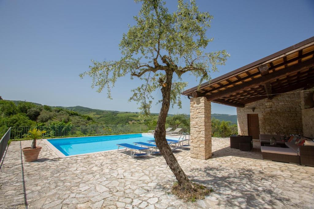 une villa avec une piscine et un arbre dans l'établissement Oleandro 1, à Ripabottoni