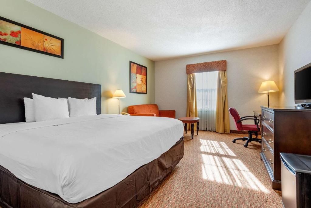 um quarto de hotel com uma cama e uma televisão em Quality Inn em Sarnia