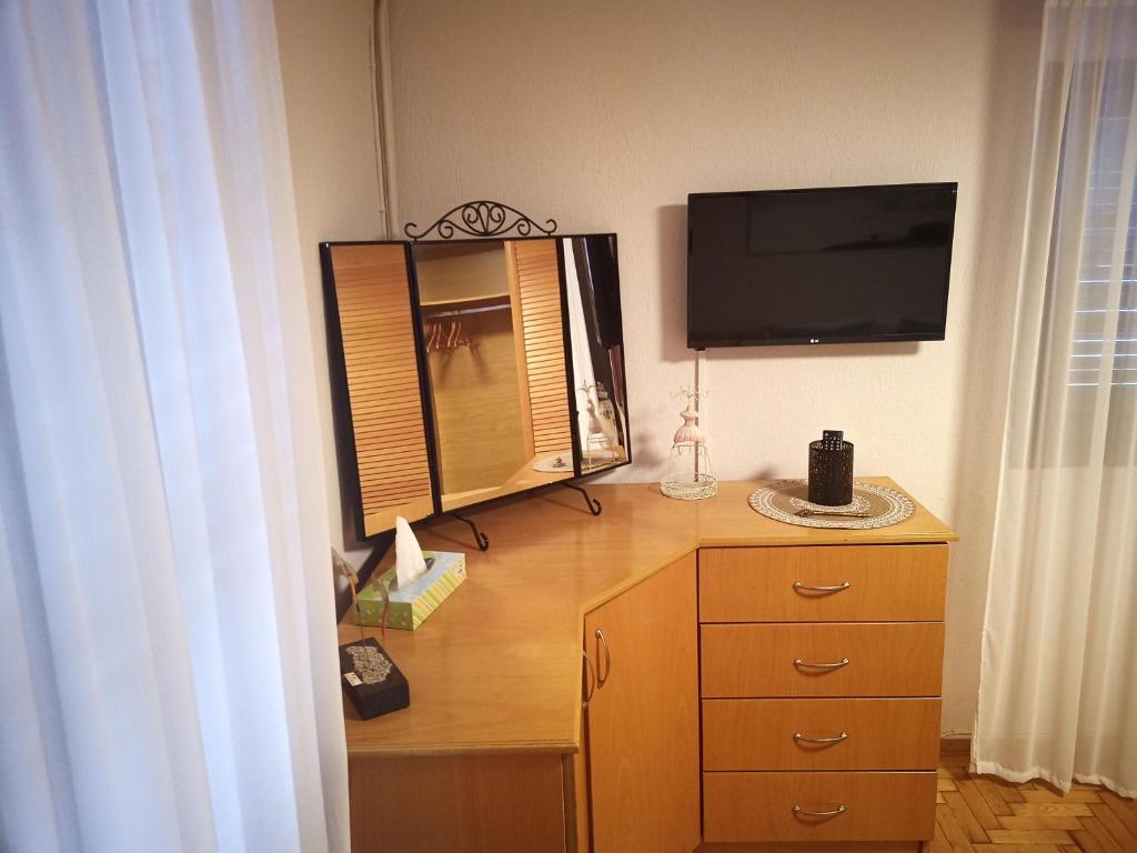 Telewizja i/lub zestaw kina domowego w obiekcie Plateia Apartments (Katerina)