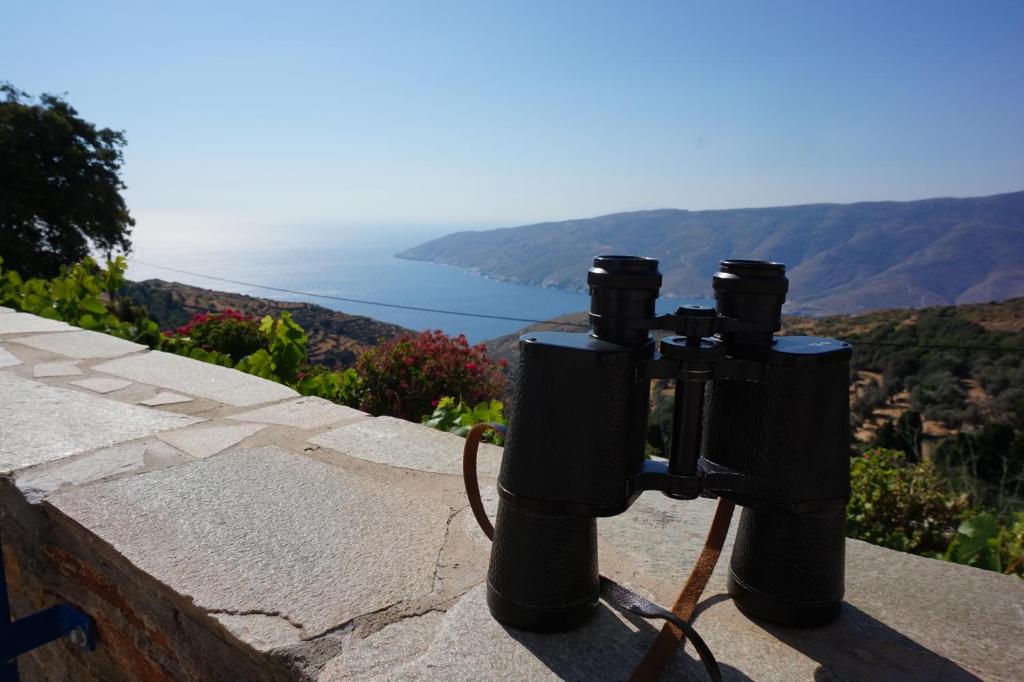 un idrante a fuoco sul lato di un muro con vista di AEGEAN VIEW a Kókhilos