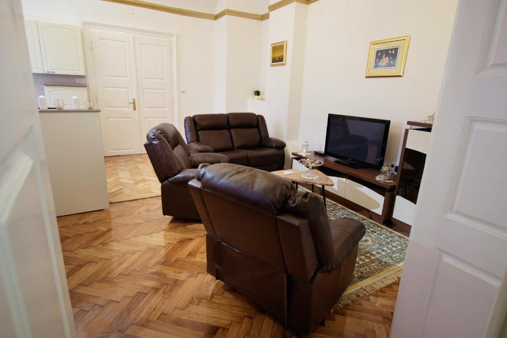 TV a/nebo společenská místnost v ubytování Little Vienna Gold Apartment