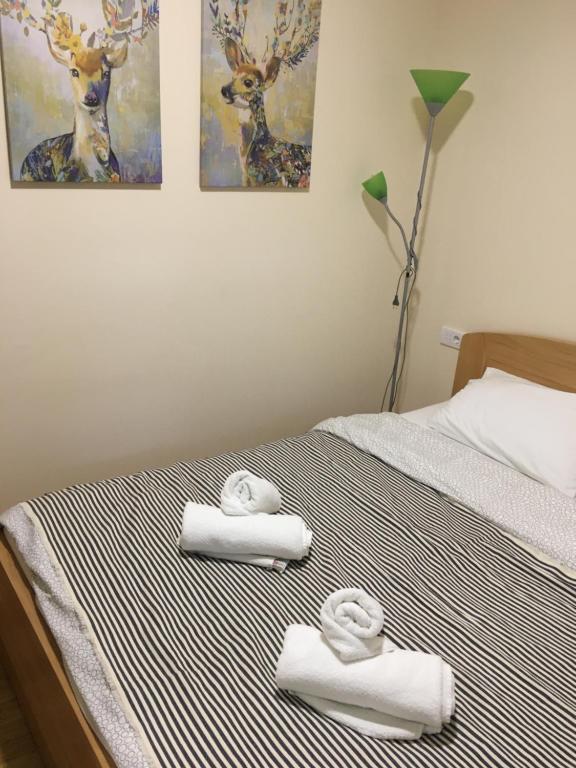 een slaapkamer met 2 handdoeken op een bed bij Apartman Zlatibor spa in Zlatibor