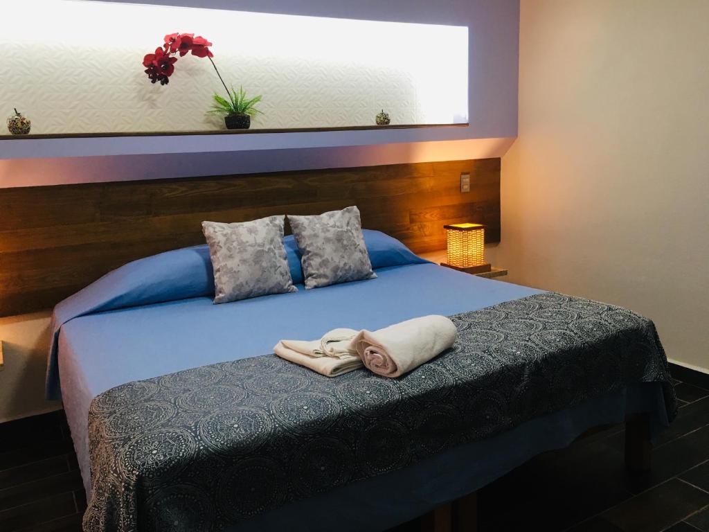 Postel nebo postele na pokoji v ubytování Hotel Posada Comala