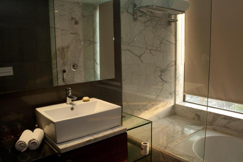 Koupelna v ubytování Hotel Parc Estique