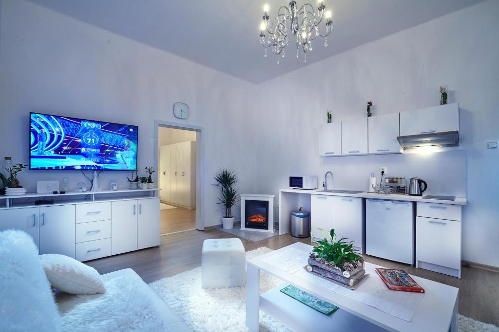 Kuchyňa alebo kuchynka v ubytovaní Apartmán BB centrum