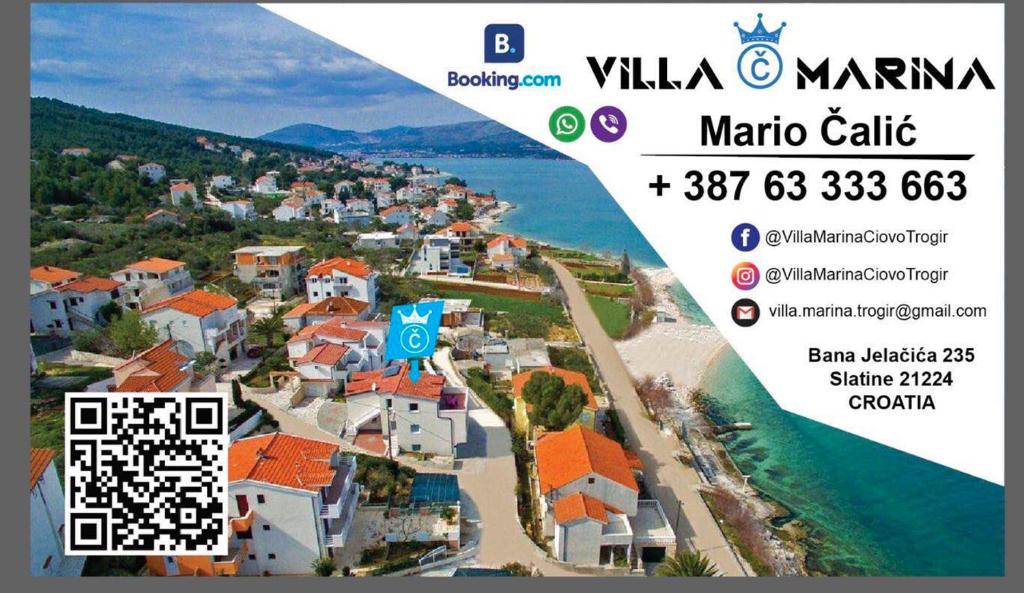 un mapa de un pueblo junto al agua en Villa Marina Čiovo Trogir, en Trogir