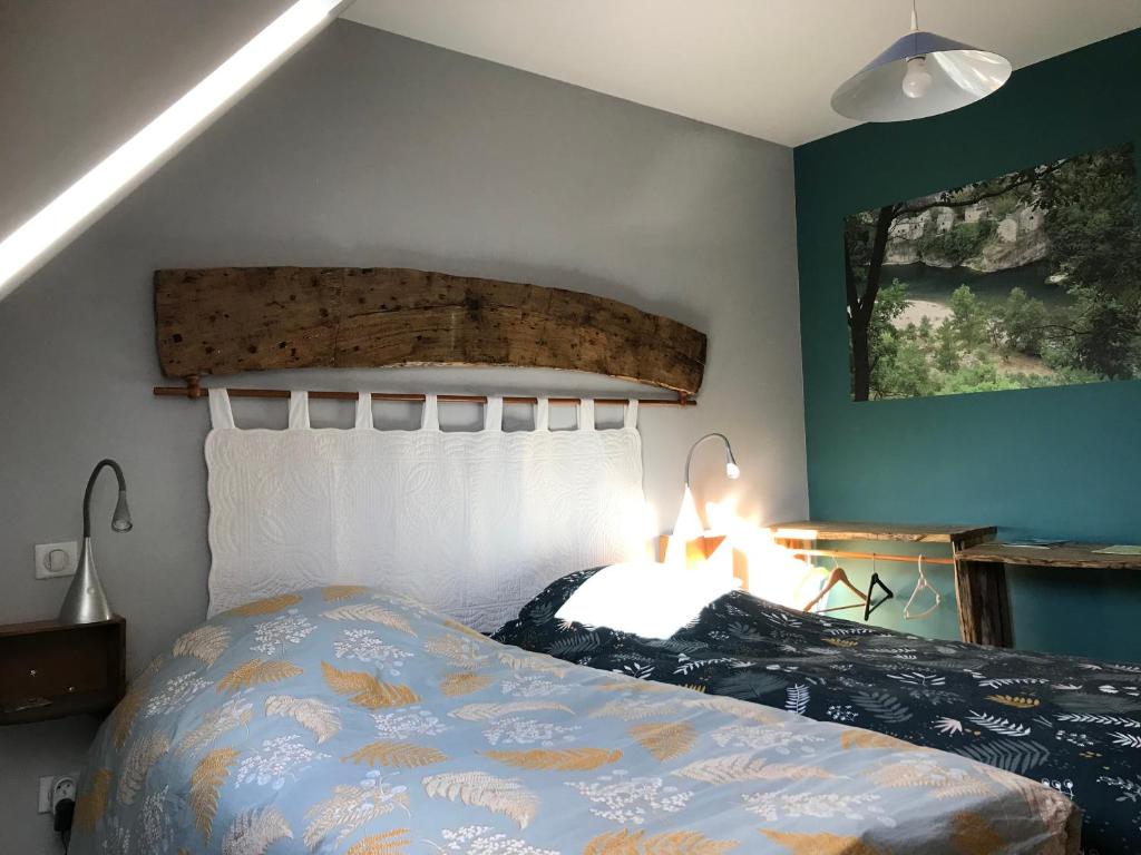 Postel nebo postele na pokoji v ubytování Chambre d'hôtes Le Cascadou