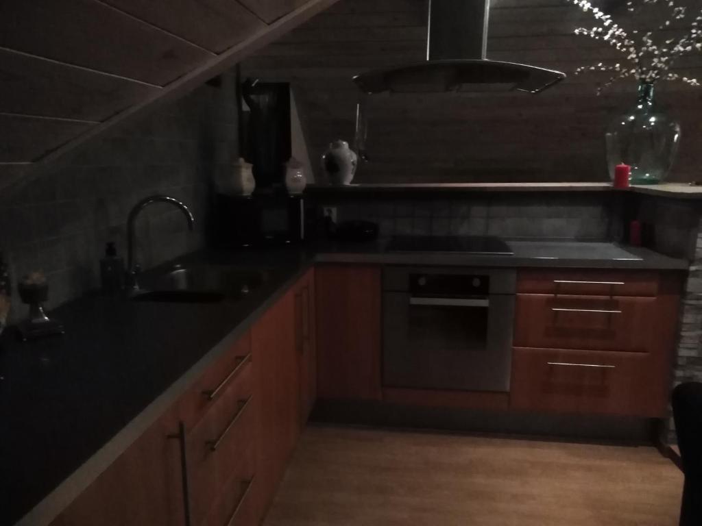 Kuchyň nebo kuchyňský kout v ubytování Roliga semestrar i Åhus!