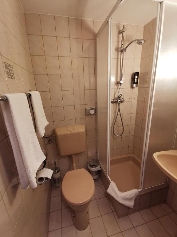 Koupelna v ubytování Hotel Bajazzo
