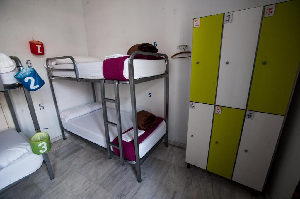 Palanda nebo palandy na pokoji v ubytování La Flamenka Hostel