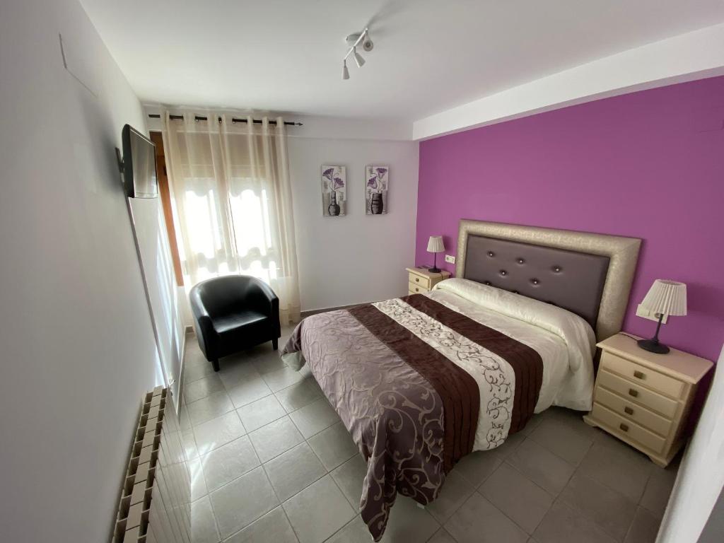 Cama o camas de una habitación en Hostal Casa Vispe
