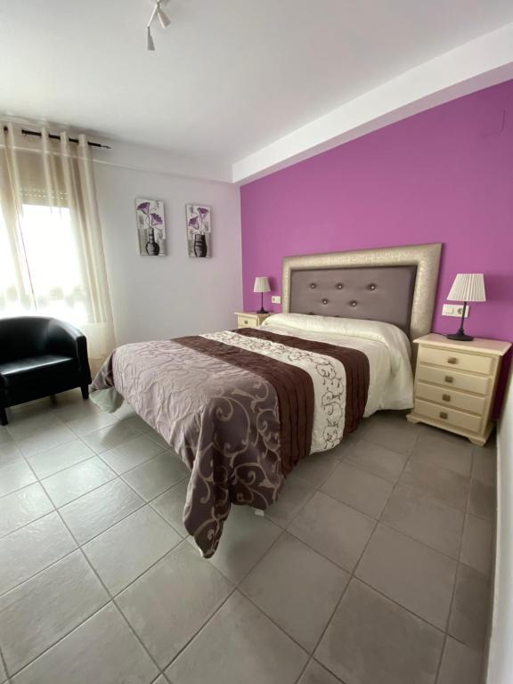 Cama o camas de una habitación en Hostal Casa Vispe