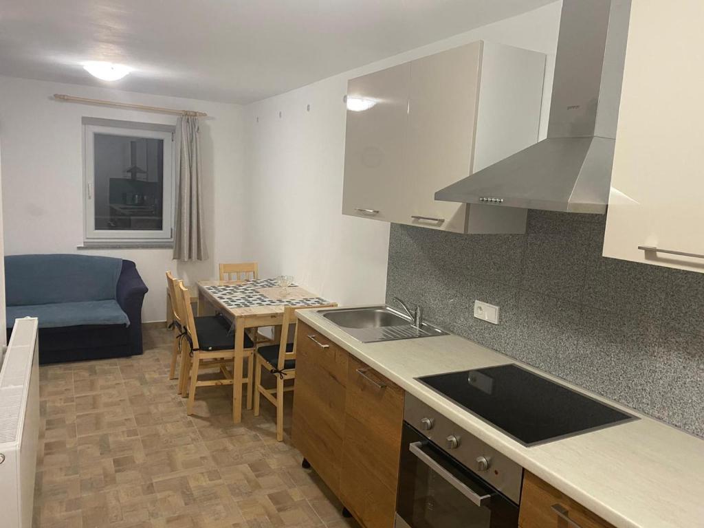 Kuchyň nebo kuchyňský kout v ubytování Apartmány Míra