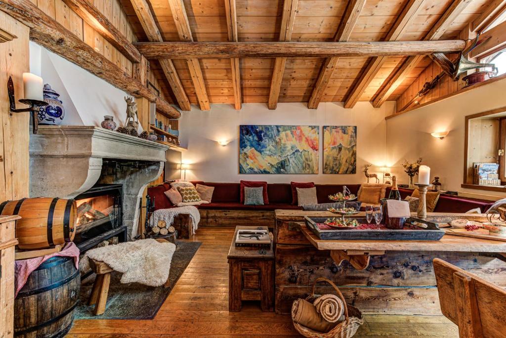 Posezení v ubytování Chalet Tissières