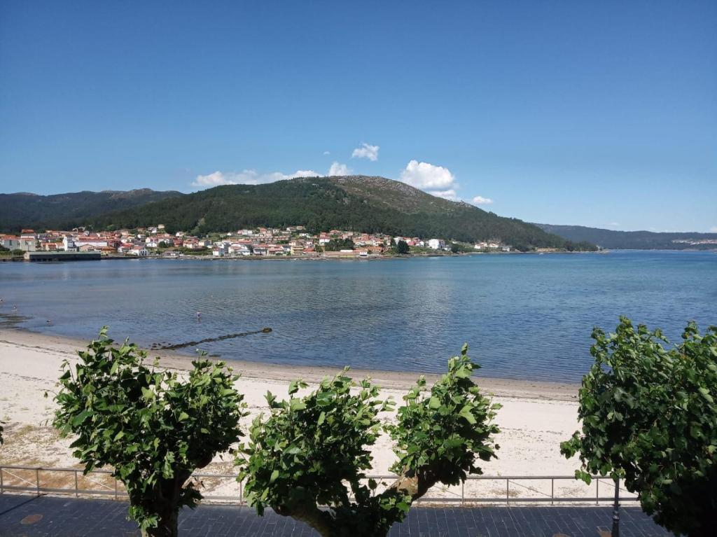 uma vista para uma praia com uma montanha ao fundo em PISO EN MUROS (VIRGEN 3) em Muros