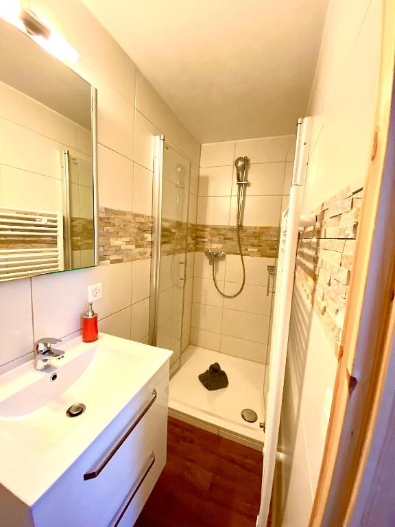 Koupelna v ubytování Apartments Steinbock