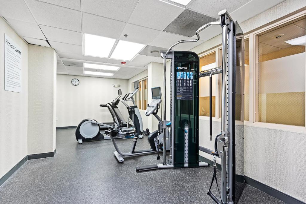 a gym with cardio equipment in a building at Holiday Inn - St. Petersburg West by IHG in St Petersburg
