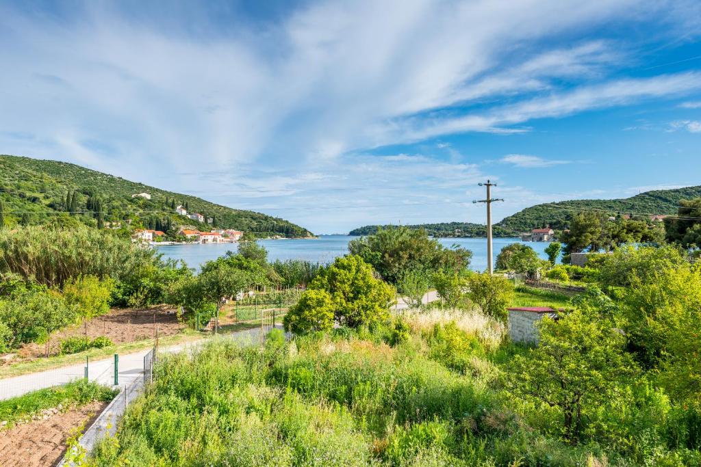 a view of a body of water from a hill at Guest House Kukuljica 2 in Zaton