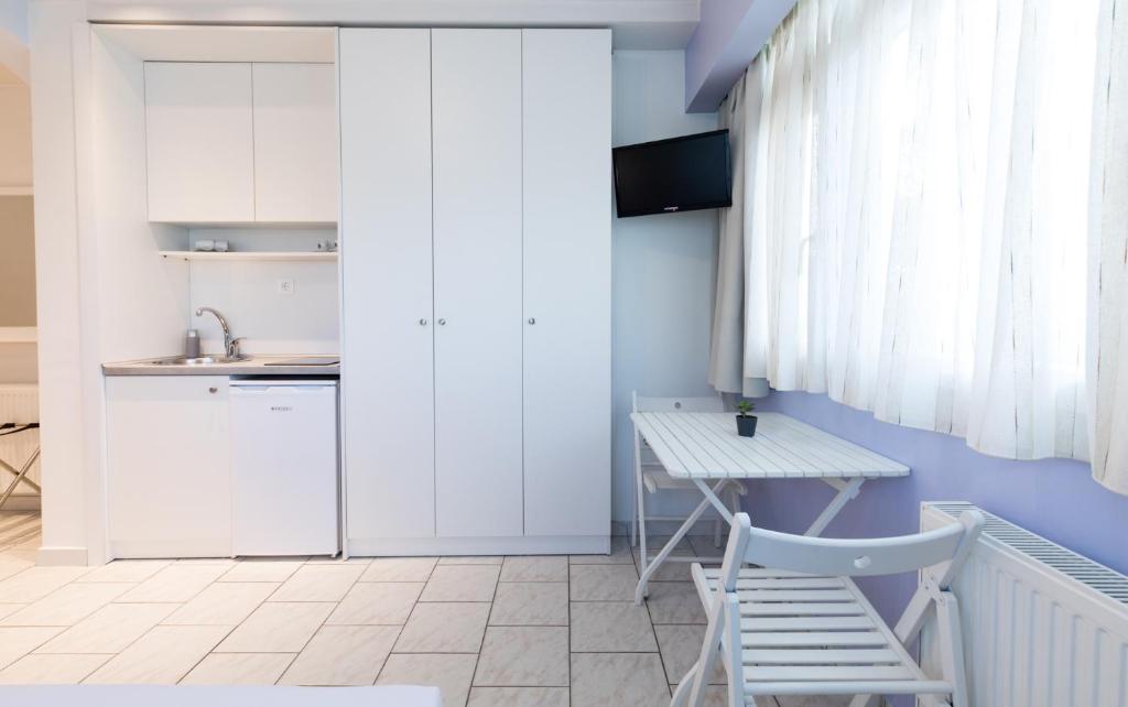 Kuchyň nebo kuchyňský kout v ubytování Hotel Melissanthi